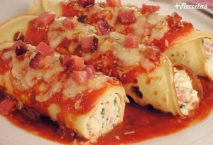 Panqueca de frango e bacon